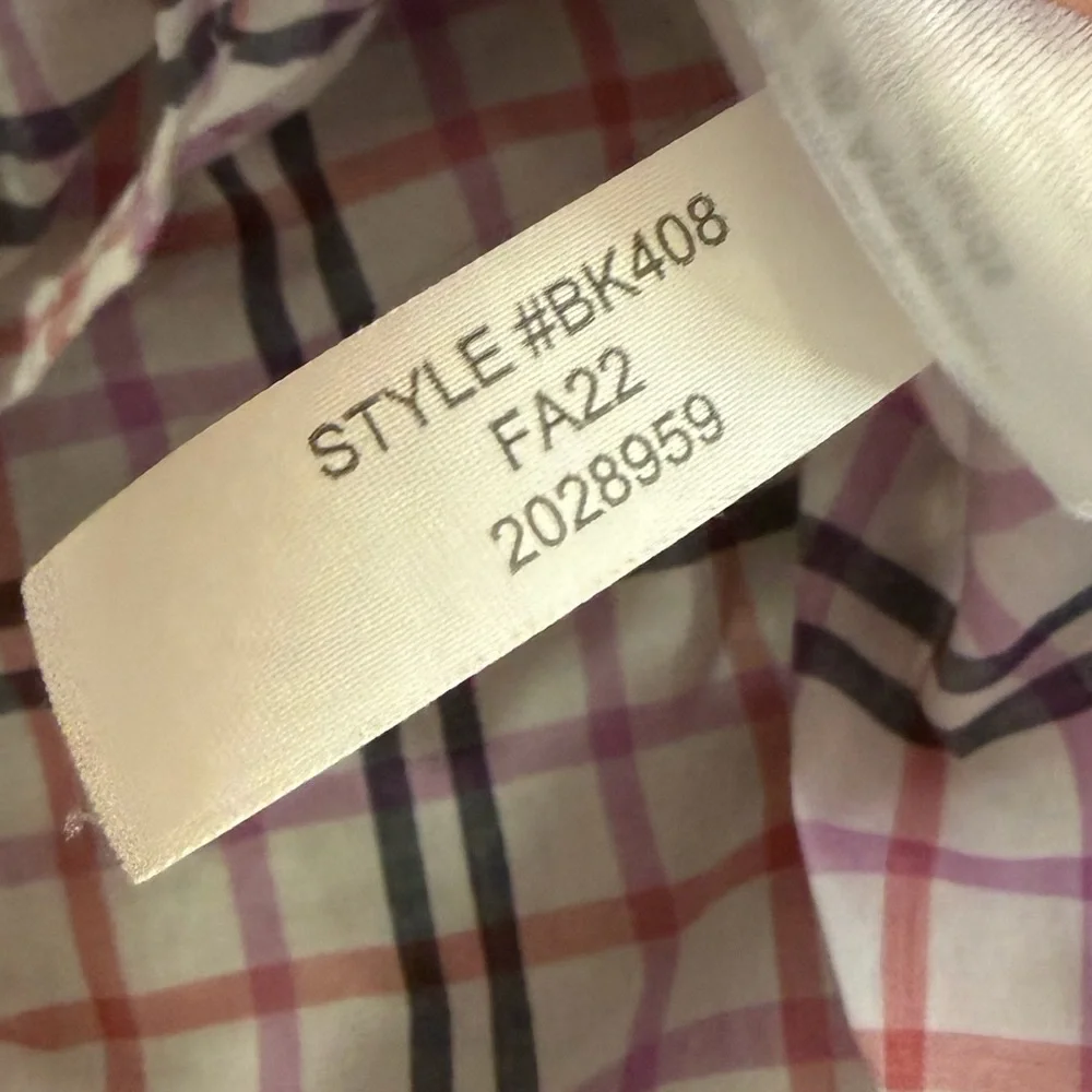 J. Crew Plaid Ruffle Trim Peasant Top